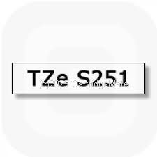 *Brother TZe-S251 Laminated Black printing on Strong White Tape -24mm x 8 metres     