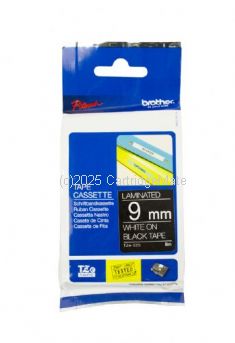 Brother TZe-325 Laminated White on Black Tape - 9mm x 8M 