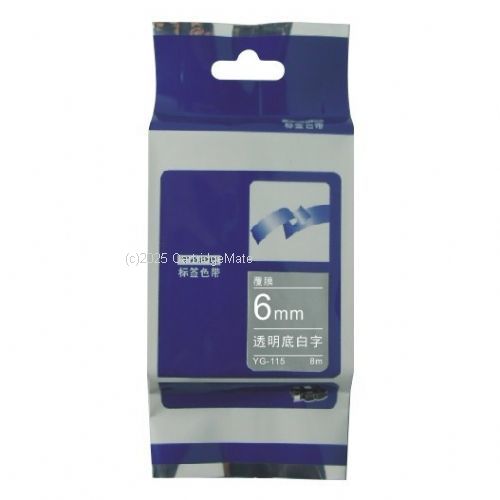 *Brother TZe-115 Laminated White on Clear Tape - 6mm x 8m - New Compatible