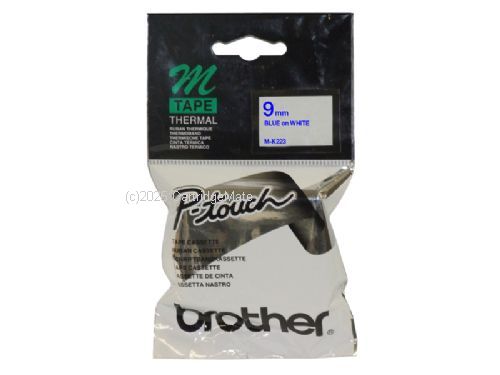 Brother M-K223 Non Laminated Blue on White Tape - 9mm x 8M