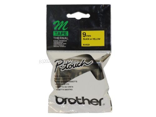 Brother M-K621 Non Laminated Black Printing on Yellow Tape - 9mm x 8 metres