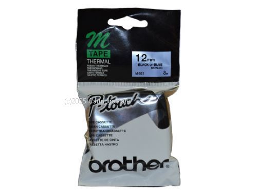 Brother M-531 Non Laminated Black on Blue Tape - 9mm x 8M  