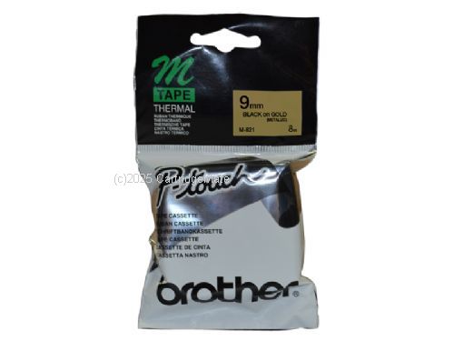 Brother M-821 Non Laminated Black on Gold Tape - 9mm x 8M