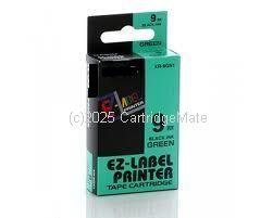 *Casio XR9GN Black Text on 9mm wide Green New Compatible Label Tape x 8 Metres    
