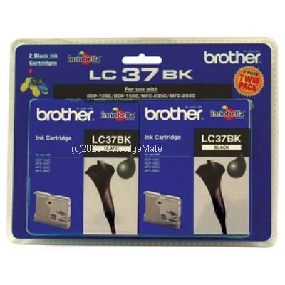 Brother LC-37BK2PK Black (Twin Pack)  - Original 