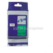 *Brother TZe-FX711 Laminated Black print on Flexible Green Tape - 6mm x 8m - comp    