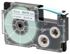 *Casio XR9WEB Blue Text on 9mm wide White New Compatible Label Tape x 8 Metres   