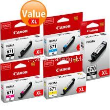 Canon PGI-670XL Value Pack (5) B,B,C,M,Y  - Extra Large 