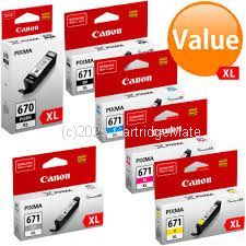 Canon PGI-670XL Value Pack (6) B,B,C,GY,M,Y - Extra Large 