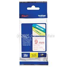 Brother TZe-222 Laminated Red on White Tape - 9mm x 8M