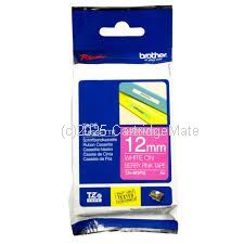 Brother TZe-MQP35 White on Berry Pink 12mm x 5M