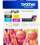 Brother LC-73PVP Value Pack +4 x 6 Photo Paper 