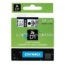 Dymo SD43610 D1 Label Cassette 6mm x 7m - Black on Clear 