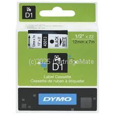 Dymo SD45013 D1 Label Cassette 12mm x 7m - Black on White 