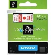 Dymo SD45015 D1 Label Cassette 12mm x 7m - Red on White 