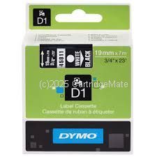 Dymo SD45021 D1 Label Cassette 12mm x 7m - White on Black