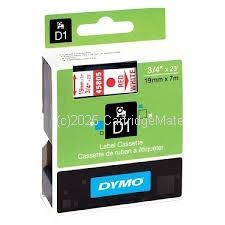 Dymo SD45805 D1 Label Cassette 19mm x 7m - Red on White 