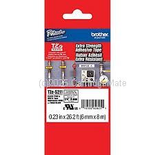 Brother TZe-S211 Strong Adhesive Black on White Tape 6mm x 8M 
