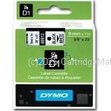 Dymo SD40913 D1 Label Cassette 9mm x 7m - Black on White