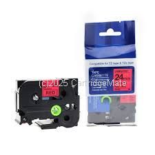 *Brother TZe-FX252 Laminated White on Flexible Red 24mm x 8m -New Compatible         