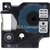 *Dymo SD45013 Black Text on 12mm wide White Laminated Tape New Compatible - 7 Metres 