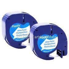 *Dymo SD91201 Black on White Plastic TWIN New Compatible  12mm x 4m 