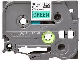 *Brother TZe-FX741 Laminated Black printing on Flexible Green Tape  18mm x 8m - comp 
