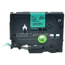 *Brother TZe-FX721 Black print on Flexible Green Laminated Tape - 9mm x 8m -  comp
