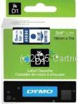 Dymo SD45804 D1 Label Cassette 19mm x 7m - Blue on White