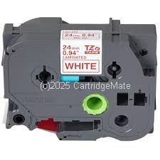*Brother TZe-252 Laminated Red on White Tape - 24mm x 8m - New Compatible   