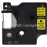 *Dymo SD40918 Black Text on 9mm wide Yellow Laminated Tape New Compatible- 7 Metres  