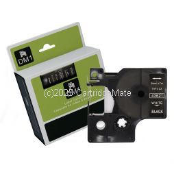 *Dymo SD43621 White Text on 6mm wide Black Laminated Tape New Compatible - 7M    
