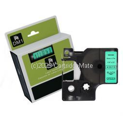 *Dymo SD43619 Black Text on 6mm wide Green Laminated Tape New Compatible - 7M  