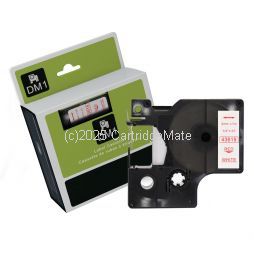 *Dymo SD43615 Red Text on 6mm wide White Laminated Tape New Compatible- 7 Metres  