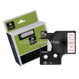 *Dymo SD40912 Red Text on 9mm wide Clear Laminated Tape New Compatible - 7 Metres  