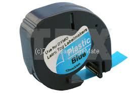 *Dymo SD91205 Black on Blue Plastic TWIN New Compatible  12mm x 4m   