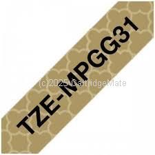 Brother TZe-MPGG31 Black on Gold Geometric Tape - 12mm x 4M 