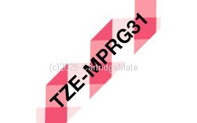 Brother TZe-MPGR31 Black Print on Red Gingham Ribbon- 12mm x 4M  