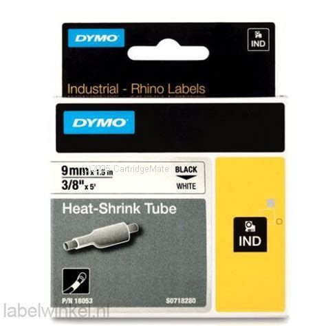 Dymo 18053 Rhino Black on White Industrial Heat Shrink Tube 9mm - Original 