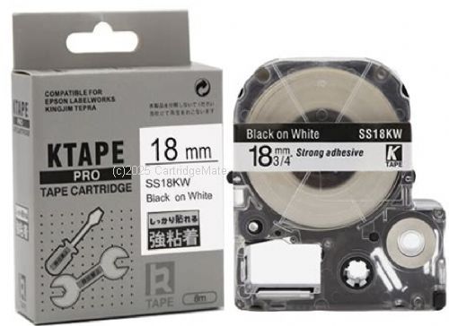 *Epson C53S655107 Tape Folder Tab 18mm Black on White New compatible 