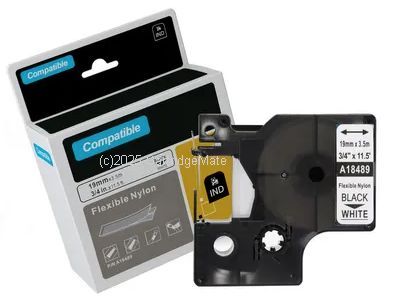 *Dymo SD18489 Black on White Flexible Nylon Labels - 19mm x 3.5m - New compatible