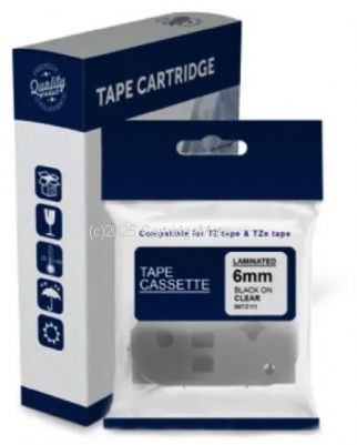 *Brother TZe-111 Laminated Black on Clear Tape - 6mm x 8m - New Compatible