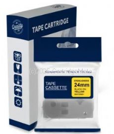 *Brother TZe-S651 Laminated Black printing on Strong Yellow Tape 24mm x 8 metres     