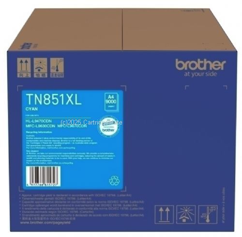 Brother TN-851XLC Extra Large Cyan - Average 9,000 - Original   