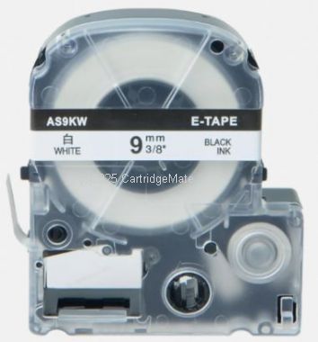 *Epson C53S653101 New Compatible Black Text on 9mm wide White Label Tape  