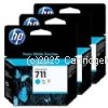 Hewlett Packard CZ134A (711) 3 Pack Cyan Ink Cart 29ml  - Original Product   