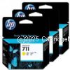 Hewlett Packard CZ136A (711) 3 Pack Yellow Ink Cart 29ml  - Original Product  